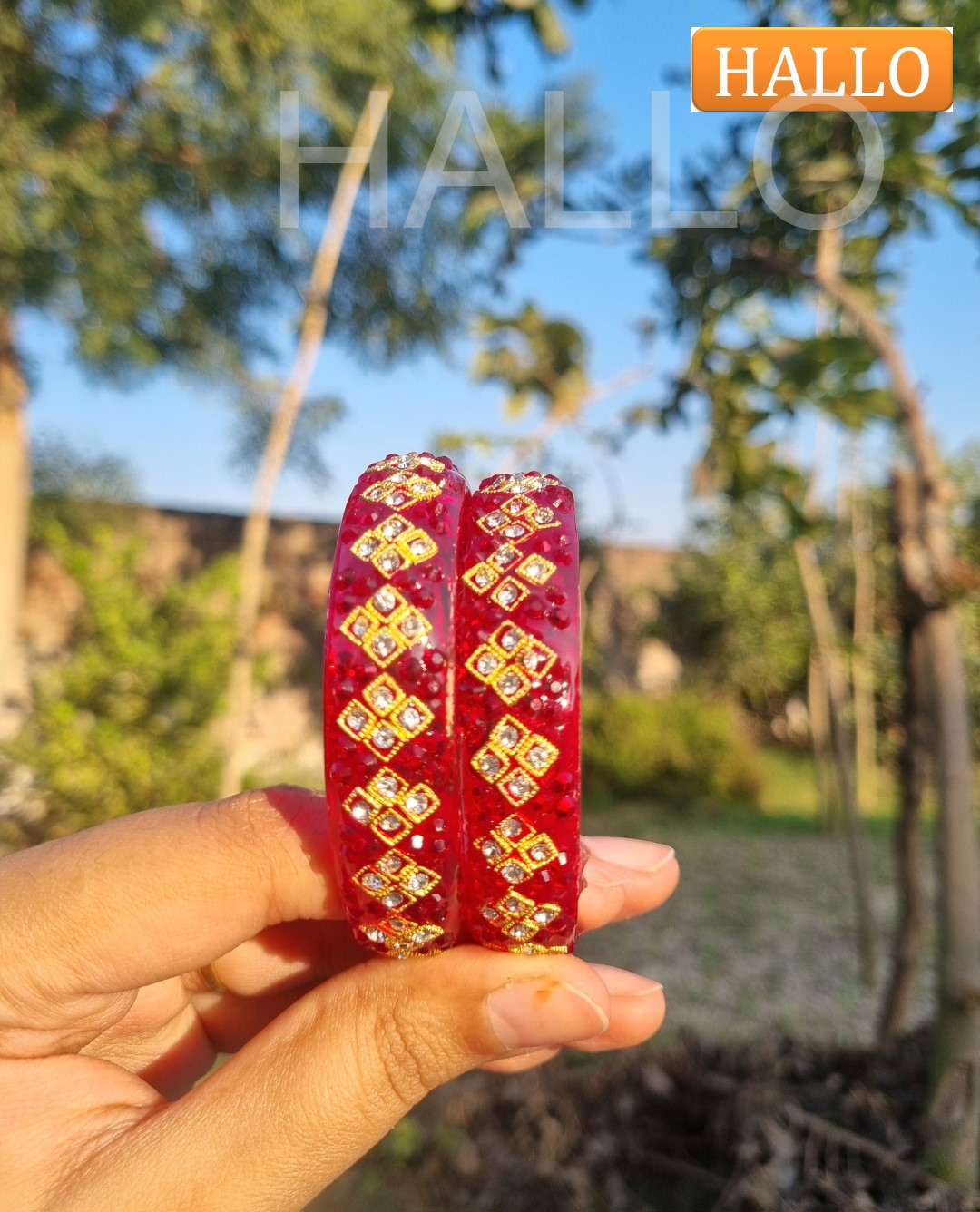 Chowki Diamond Kada Glass Bangles