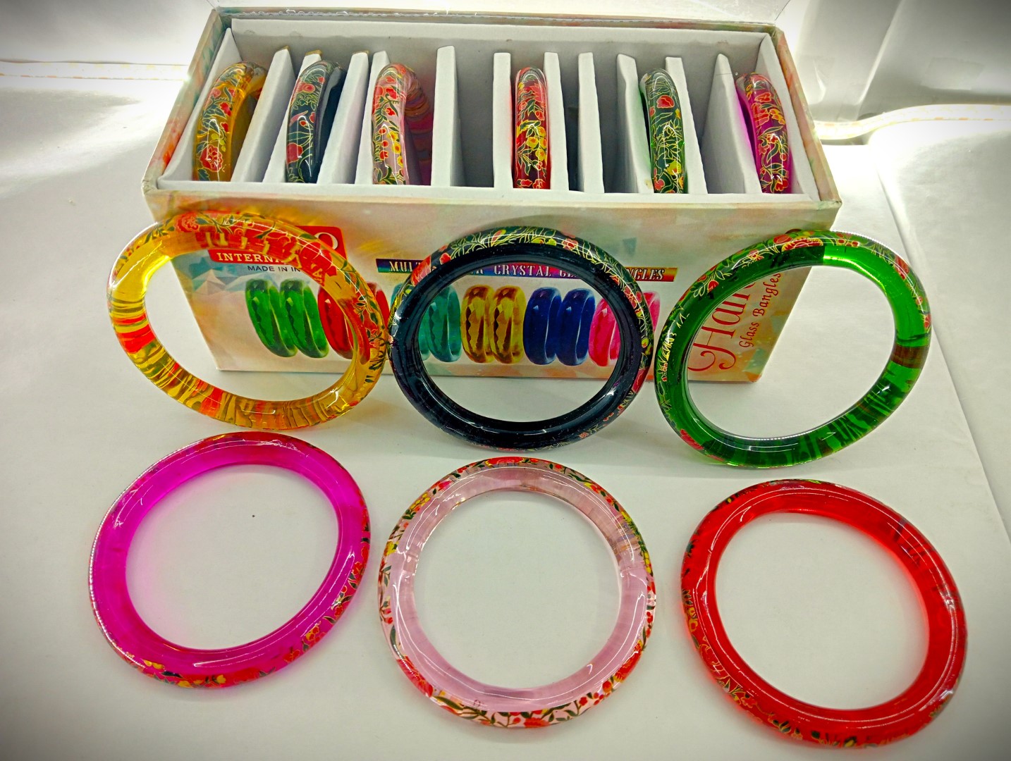 Diamond Flower Crystal Glass Bangles