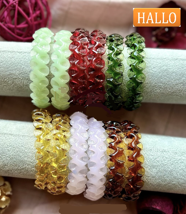 Leaf Crystal Glass Bangles