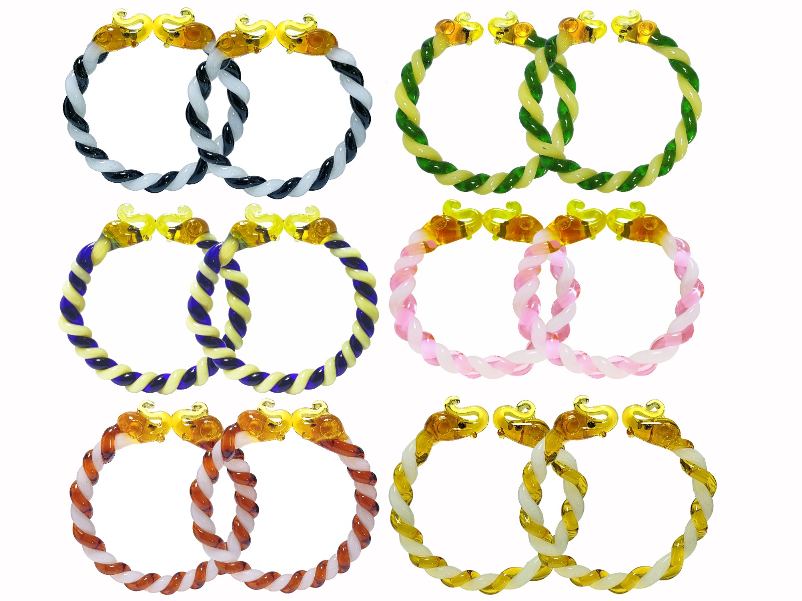 Twist Elephant Crystal Glass Bangles